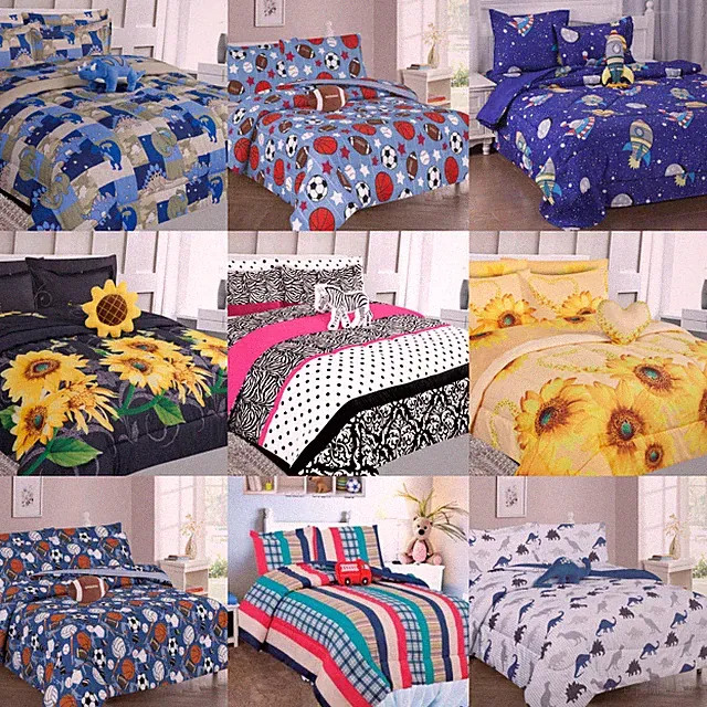 1 BED SET COMFORTER DESIGNS BOYS & GIRLS / TEENS SHEET PILLOW CASES & FURRY TOY