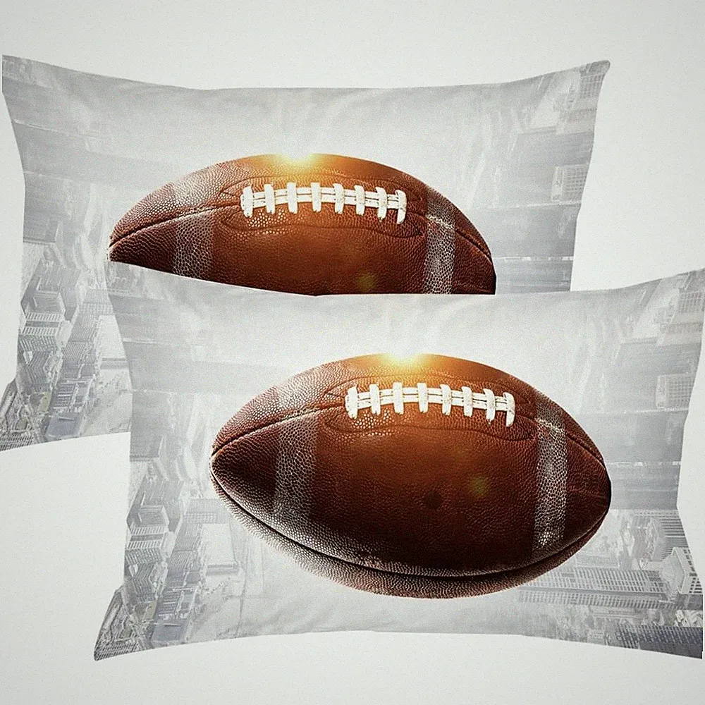 2- NEW Football Pillow Case Standard Shams Bedding -Sports Fan Teen Boys