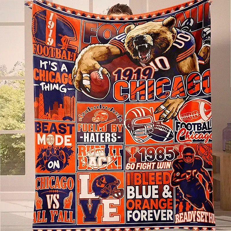 Bear Down Retro Football Fan Gift Flannel Throw Blanket Soft Cozy All Season