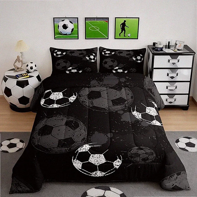 Castle Fairy Football Bedding King Size Soccer Comforter Sets For Boys Sports