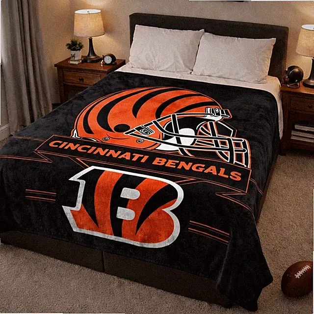 Cincinnati Bengals NFL 60" x 80" Plush Throw Blanket, Soft & Warm