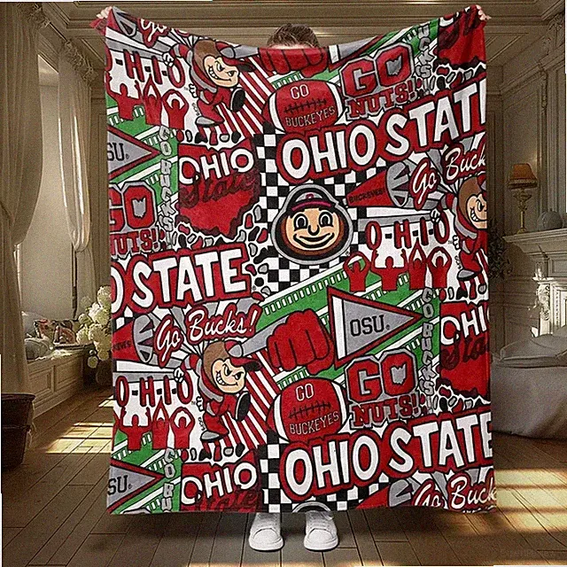 College Football Style Flannel Blanket Warm Cozy Sports Fan Throw