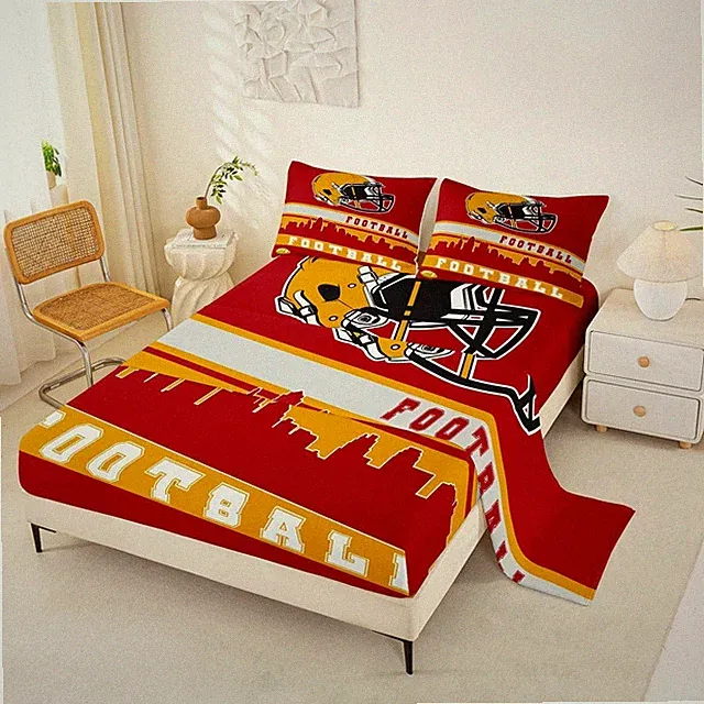 Erosebridal Football Bed Sheets Set King Football Fans Sheet Set for Kids Americ