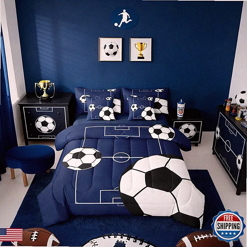 Erosebridal Football Bedding Set Full Size 7 Pieces Boys Sports Theme For Teens