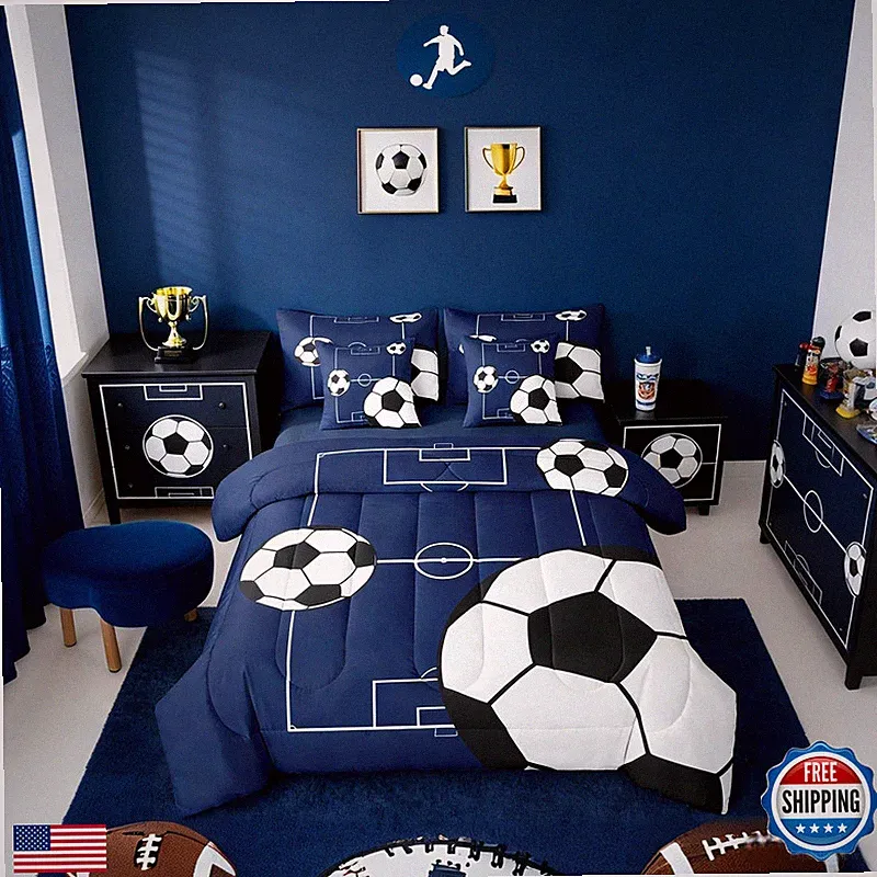 Erosebridal Football Bedding Set Twin Size 7 Pieces Boys Sports Theme For Teens