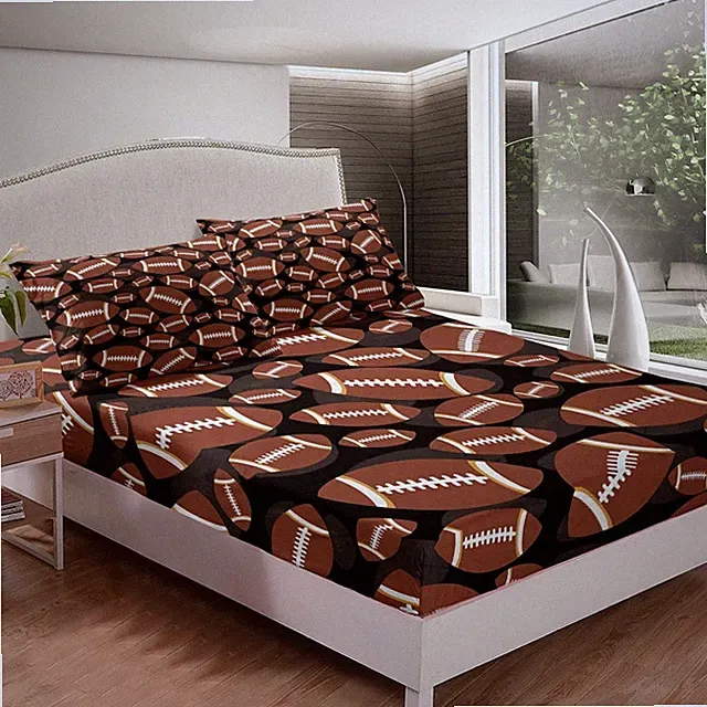 Feelyou Football Bed Sheets Sports Theme Bed Sheet Set for Kids Boys Girls Ru...