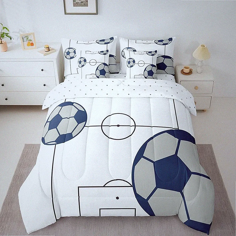 Feelyou Football Bedding Set Twin Size 7 Pieces Kids Football Court for Boys Gir