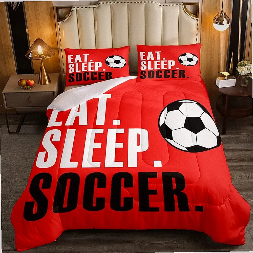 Feelyou Football Comforter Soccer Ball Sports Bedding Set for Boys Girls Wome...
