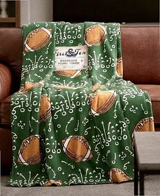 First & Ten Game Day Football Throw Blanket SUPER PLUSH Oversized 60 X 70 NWT