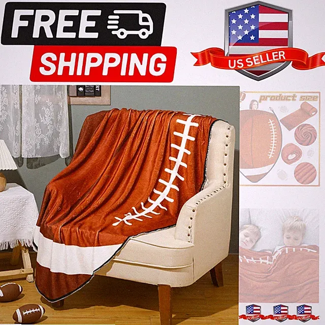 Football Blanket 70 x 44 Inch Soft Football Collection Plush Flannel Throw Bl...
