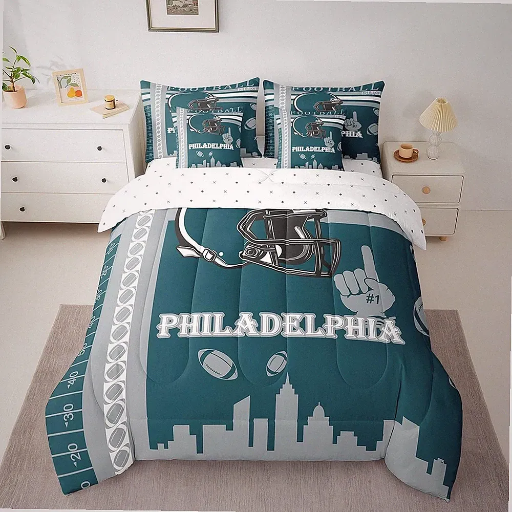 Football Comforter Set for Boys - Twin Size Sports Bedding Set with Accessories