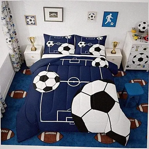 Football Comforter Set Size Boys Sports Theme Comforter for Twin Football Blue