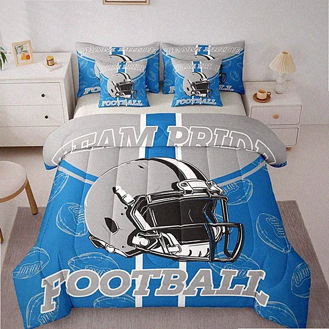 Football Comforter Set Twin Size 7 Pieces Ball Games Bedding Set for Boys Gir...