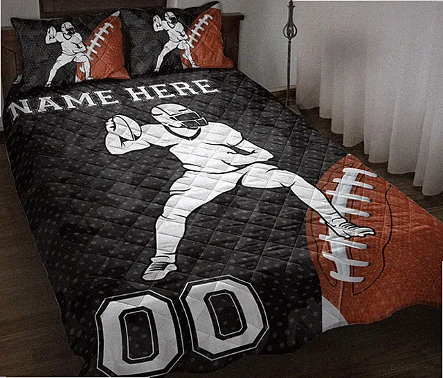 Football Custom Name Number Quilt Blanket Pillowcases Bedding Bed Set Bedspread