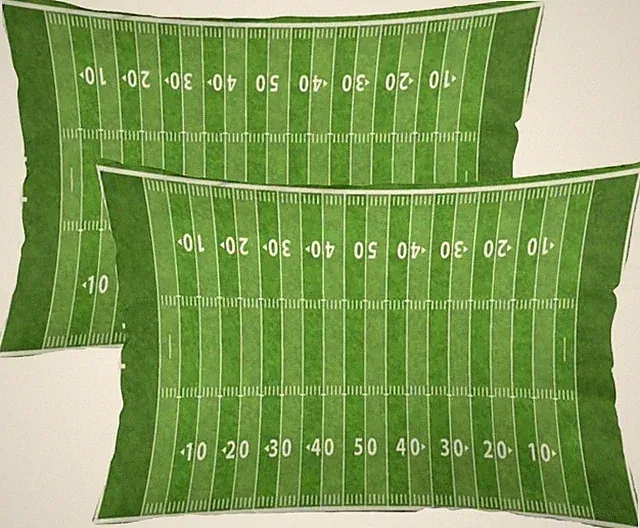 Football Field Throw Pillow Cover Queen Size Set of 2 American Sports Green Lawn