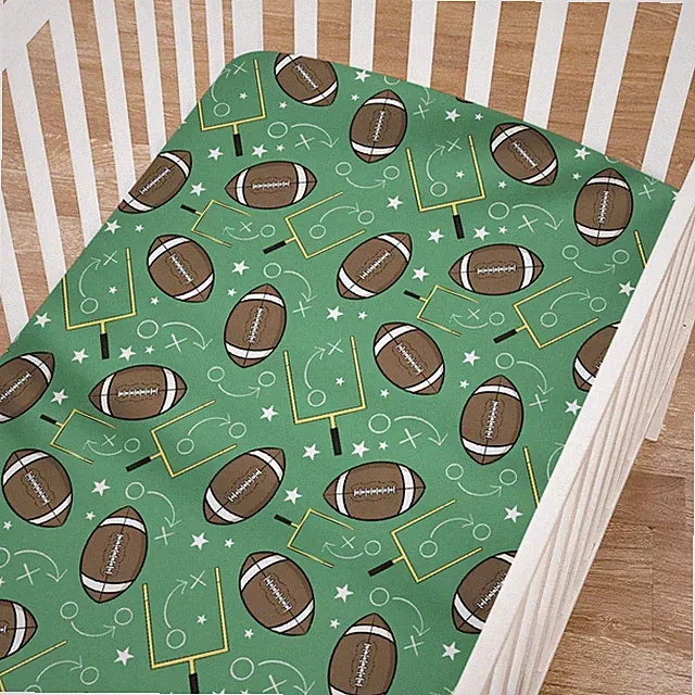 Football Fitted Baby Crib for Girl Boy 52"x28" Cute Football Green Soft Crib...