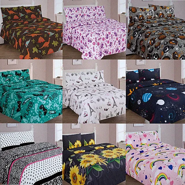 FULL SIZE CHILDREN TEEN NEW MODERN DESIGN SINGLE BED COMPLETE SHEET SET