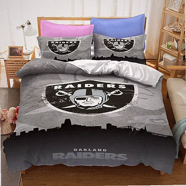 Gift Idea For Fans - Oakland Football Raiders Full Bedding Set (4pcs)