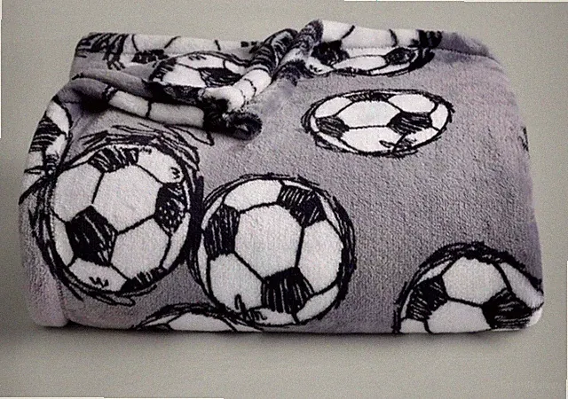 Gray Soccer Balls Soft Plush Throw Blanket 5' x 6 ft - The Big One - New