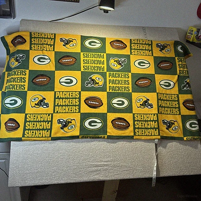 Green Bay Packers 2 layer Fleece Blanket 70"X59" (Sewn Edges) - Block Design