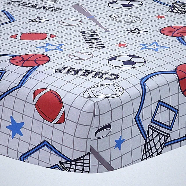 Lambs & Ivy Baby Sports 100% Cotton Fitted Crib Sheet - Football/Basketball