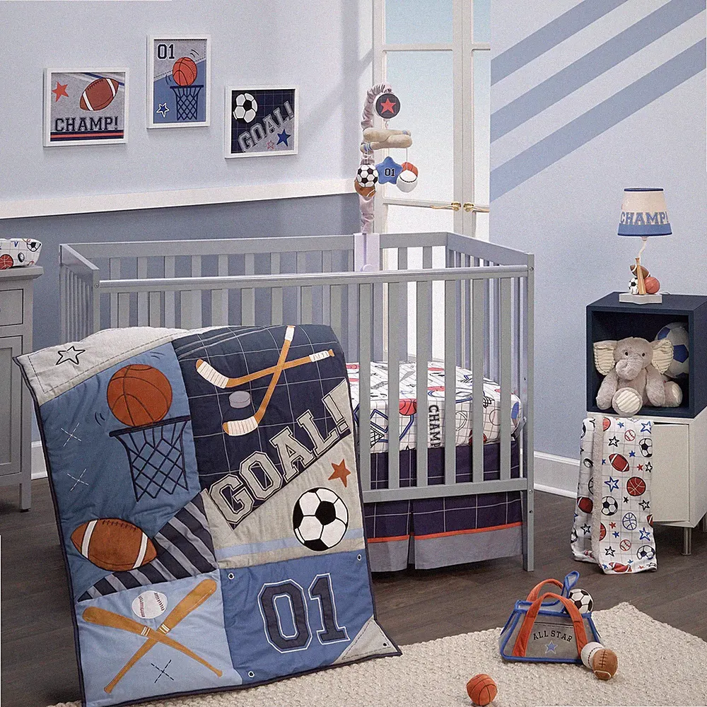 Lambs & Ivy Baby Sports 3-Piece Football/Basketball Baby Crib Bedding Set