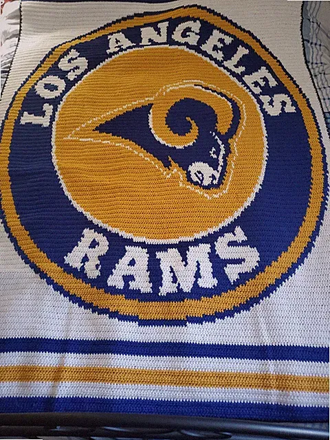 Los Angeles Rams NFL Woven Throw Blanket Blue Yellow White Polyester 50x60"