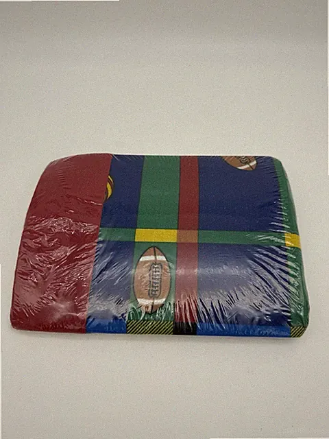 NWT Vintage Bed Skirt Twin Size Baseball Varsity Football Blue Green Red