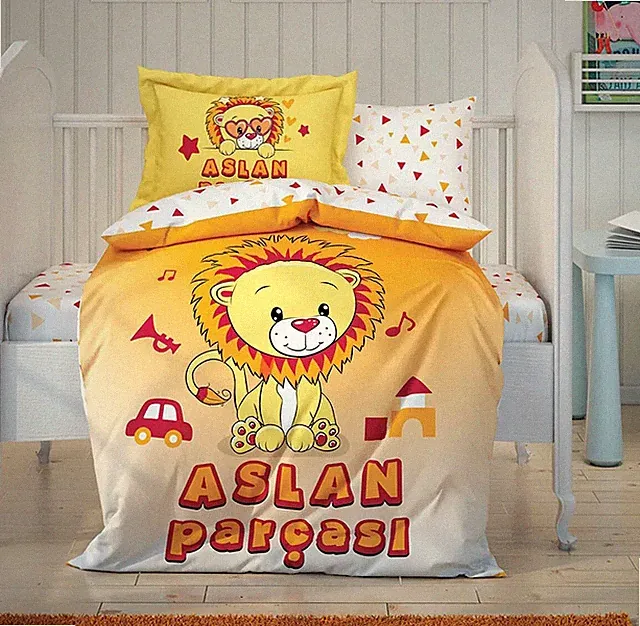 Official Galatasaray Small Lion Baby Crib Bedding Set, Tac Licensed, 100% Cotton