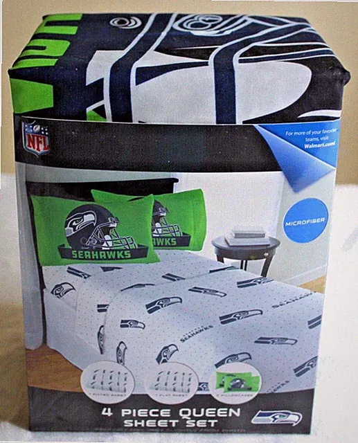 Official NFL Seattle Seahawks Queen 4-Piece Sheet Set