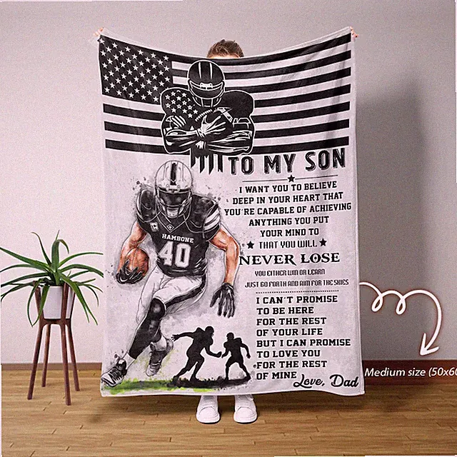 Personalized American Football Blanket Custom Name Gift Fan Throw