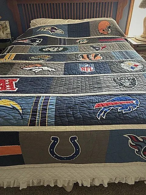 Pottery Barn PB Teen NFL AFC Football Quilt & Sham Patchwork Cotton Twin Bed