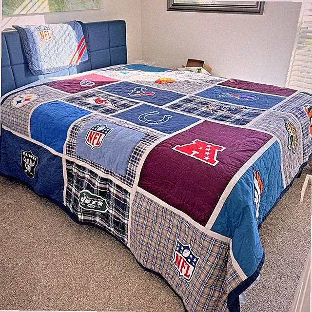 Pottery Barn PB Teen NFL Football Team Logos Full Queen Quilt Comforter and Sham
