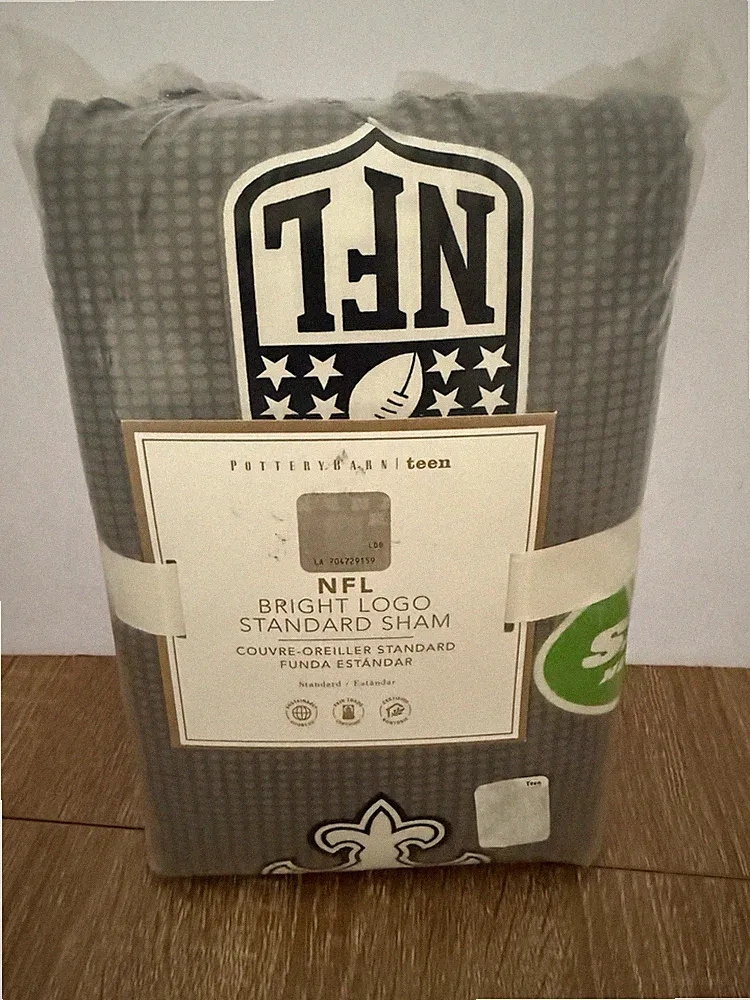 POTTERY BARN TEEN NFL TEAM LOGO Bedding SHAM, STANDARD ~ GRAY Bright Football