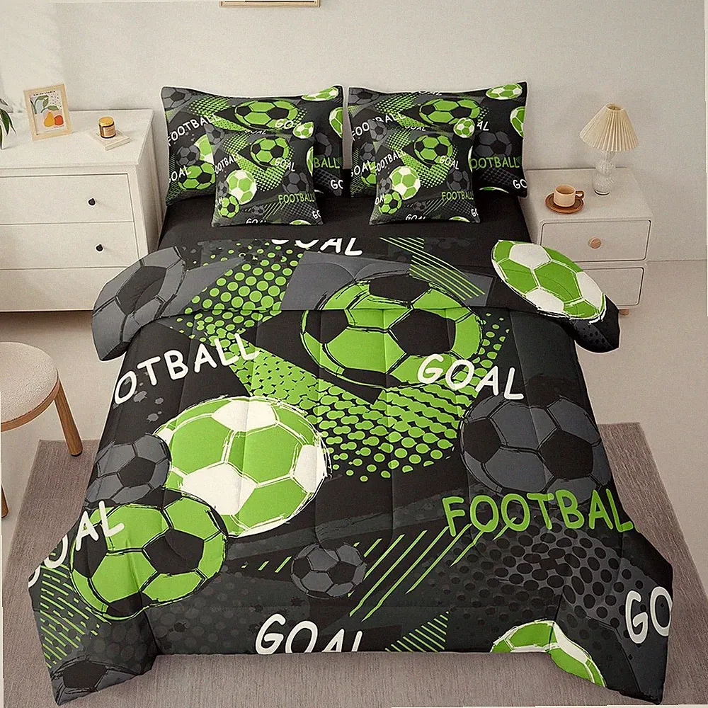 Soccer Comforter Set for Kids - 7 Piece Football Bedding for Boys & Girls