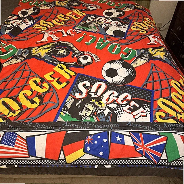 Soccer International Double Sided Twin Bed Comforter Blanket Multiple Flags