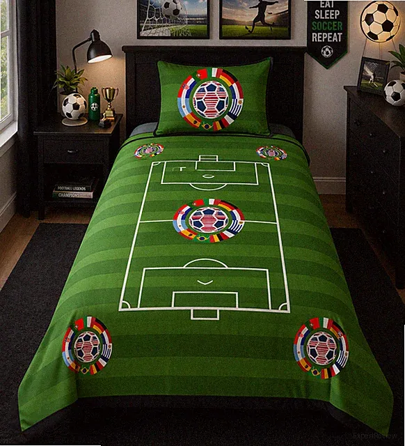 Soccer Quilt -Twin Size 2 piece set