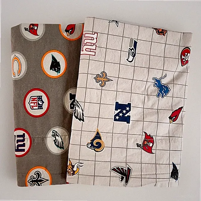TWO PB Teen Pottery Barn Teen Pillowcases Football NFL Grey Standard Pair Logos