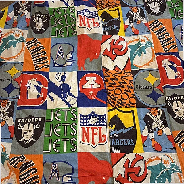 Vtg NFL Football Team Logo Bed Topper Twin AFC Thin Cotton 2 Seam Rare Coverlet